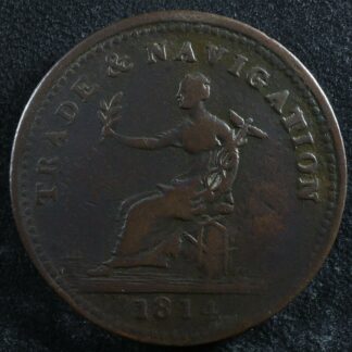 NS-20B3 One penny 1814 token Canada Nova Scotia Copper Breton 962