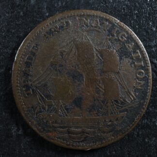 NS-24A1 Halfpenny 1820 token Canada Nova Scotia ship harp Breton 894