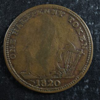 NS-24A2 Halfpenny 1820 token Canada Nova Scotia ship harp Breton 894