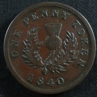 NS-2C1 One Penny token 1840 Canada Nova Scotia Thistle Breton 873