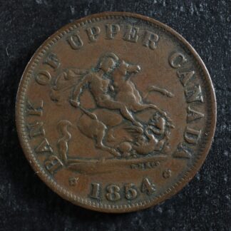 PC-5C1 Halfpenny 1854 token Plain "4" Province of Upper Canada Bank Breton 720