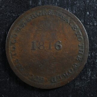 UC-6A3 Halfpenny 1816 Isaac Brock token Upper Canada Ontario Breton 724