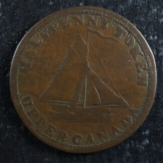 UC-9A4 Halfpenny token 1820 Upper Canada Ontario ship Breton 727