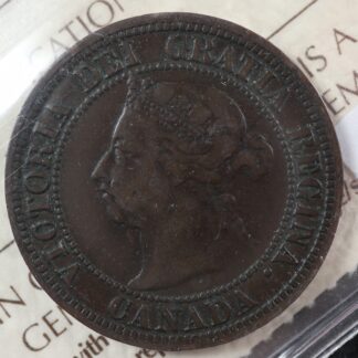 1 cent 1891 SD LL Obv. 3 ICCS F-12 Canada one large penny Queen Victoria c ¢