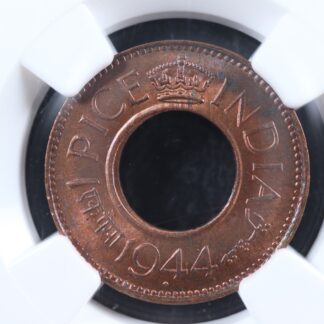1 pice 1944(b) British India KM#533 NGC MS-65 RB Copper Inde भारत