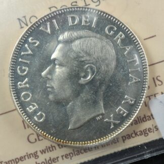 50 cents 1950 No Design Canada ICCS MS-63 Silver King George VI c ¢ ND