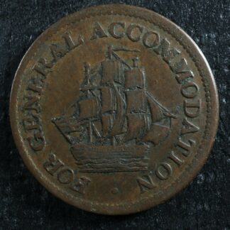 AM-1A4 Halfpenny token Pure Copper preferable Canada Breton ship 966
