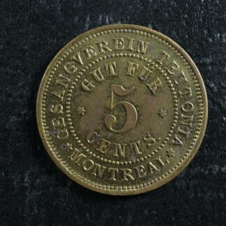 Breton 589 5 cents token Gesangverein Teutonia Montreal Quebec Canada