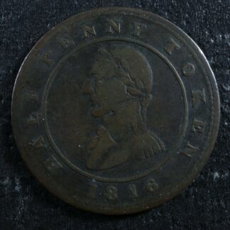 LC-12 Halfpenny token 1816 Montreal Quebec Lower Bas Canada Ship Breton 531