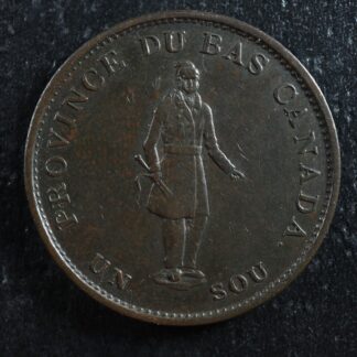 LC-8A1 Halfpenny token Un sou 1837 Lower Bas Canada City Bank Breton 522