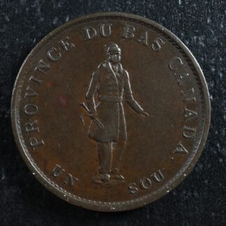 LC-8A2 Halfpenny token Un sou 1837 Lower Bas Canada City Bank Breton 522
