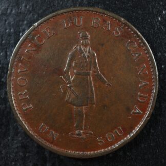LC-8B1 Halfpenny token Un sou 1837 Lower Bas Canada Quebec Bank Breton 522