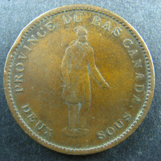 LC-9B4 One Penny token Deux sous 1837 Bas Lower Canada Quebec Bank Breton 521