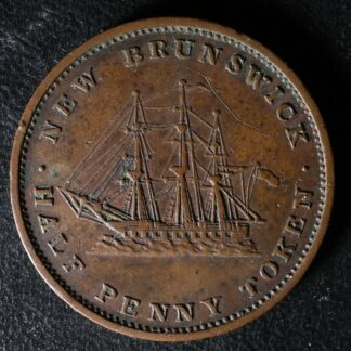 NB-1A2 Halfpenny token 1843 Canada Nouveau New Brunswick Ship Breton 910