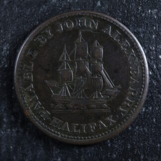 NS-14A2-Halfpenny-Token-1815-Nova-Scotia-Canada-Halifax-ship-Breton-891-276256186882-2