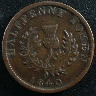 NS-1E2 Halfpenny token 1840 Canada Nova Scotia Thistle Breton 874