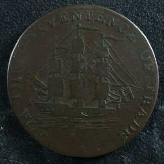 NS-8A1 Halfpenny 1814 token Nova Scotia Canada Ship Breton 880