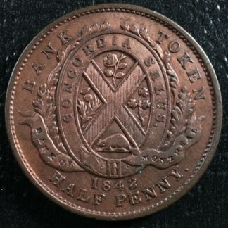 PC-1A2 Halfpenny 1842 token Province of du Canada Montreal Quebec Breton 527