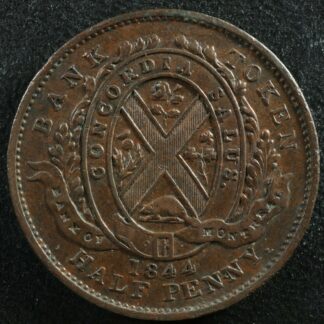 PC-1B3 Halfpenny 1844 token Province of du Canada Montreal Quebec Breton 527