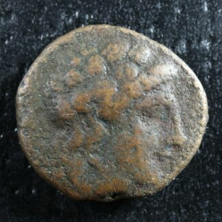 Temnos Aeolis AE15 Dichalkon 2nd-1st century BC Dionysos Grapes
