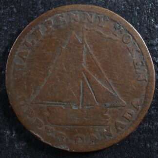 UC-12A1 Halfpenny token 1823 Upper Canada Ontario ship Breton 730