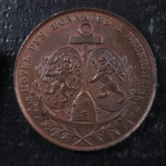 Visit of Baron Frère-Orban 1861 Copper Medal Belgium Bruxelles 2 franc module
