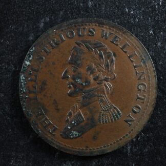 WE-10A1 Halfpenny 1816 token Wellington Waterloo Canada Harp Breton 981