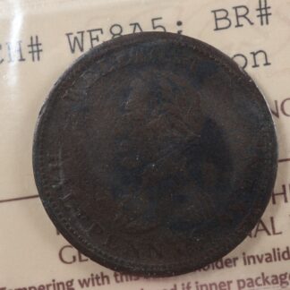 WE-8A5 ICCS F-12 Cor Halfpenny 1814 token Wellington Canada Britannia Breton 979