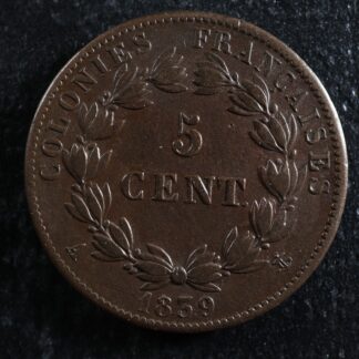 5 centimes 1839A French Colonies KM#12 Bronze Guadeloupe Colonies Françaises
