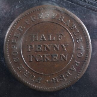 AM-1A2-ICCS-MS-60-Halfpenny-token-Pure-Copper-preferable-Canada-ship-Breton-966-277102448363-2