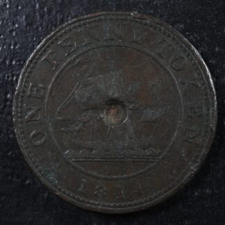 LC-52 One Penny token 1814 Lower Canada RH Richard Hurd ship Breton 989