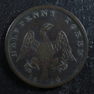 LC-54C1 Halfpenny token 1814 Lower Bas Canada Quebec Spread eagle Breton 994