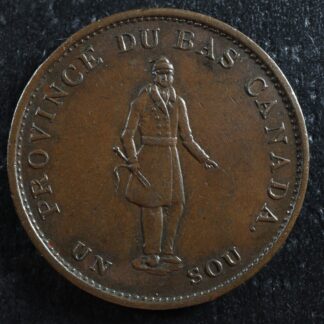 LC-8A1 Halfpenny token Un sou 1837 Lower Bas Canada City Bank Breton 522