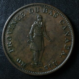 LC-8D1 Halfpenny token Un sou 1837 Lower Bas Canada Bank of Montreal Breton 522