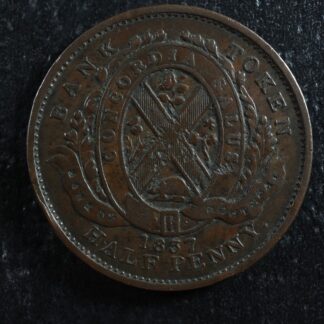 LC-8D1 Halfpenny token Un sou 1837 Lower Bas Canada Bank of Montreal Breton 522