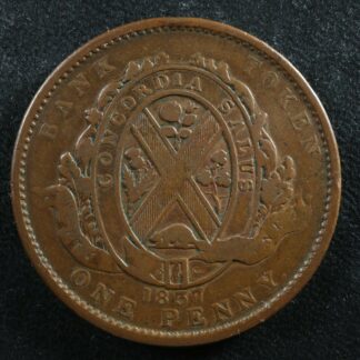 LC-9A4 One Penny token Deux sous 1837 Bas Lower Canada City Bank Breton 521