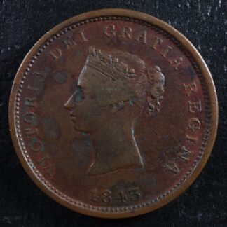 NB-2A One penny token 1843 Canada Nouveau New Brunswick Ship Breton 909