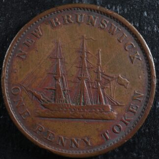 NB-2A One penny token 1843 Canada Nouveau New Brunswick Ship Breton 909