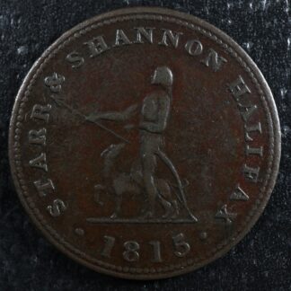 NS-11A1 Halfpenny token 1815 Canada Nova Scotia Halifax Ship Breton 884
