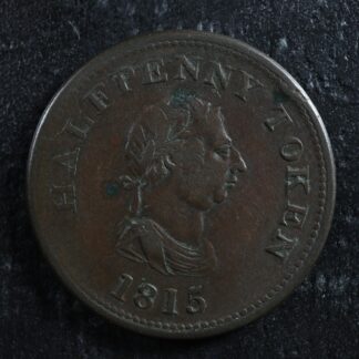 NS-14A5 Halfpenny Token 1815 Nova Scotia Canada Halifax ship Breton 891