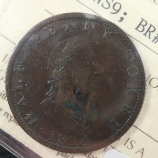 NS-9 ICCS F-15 Halfpenny token 1814 Canada Nova Scotia Halifax Ship Breton 881