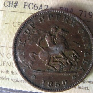 PC-6A2 ICCS VF-20 One Penny 1850 dot token Bank of Upper Canada Breton 719