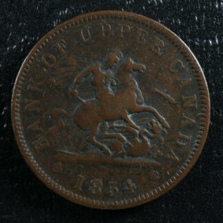 PC-6C2 One Penny 1854 token Crosslet 4 Bank of Upper Canada Breton 719