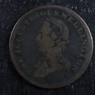WE-10A1 Halfpenny 1816 token Wellington Waterloo Canada Harp Breton 981