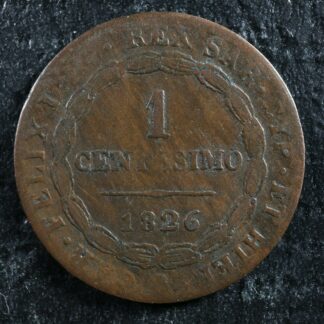 1 centesimi 1826L Sardinia KM#125 Copper Italian States Sardaigne