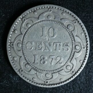 10 cents 1872H Newfoundland Canada Queen Victoria c ¢ NFLD VG-8