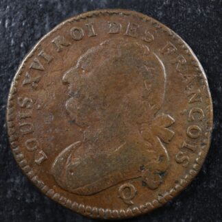 12 deniers 1792Q Perpignan France KM#600.13 Bronze Constitution