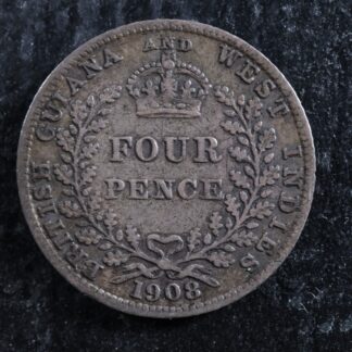 4 pence 1908 British Guiana and West Indies KM#27 Silver Guyane britannique