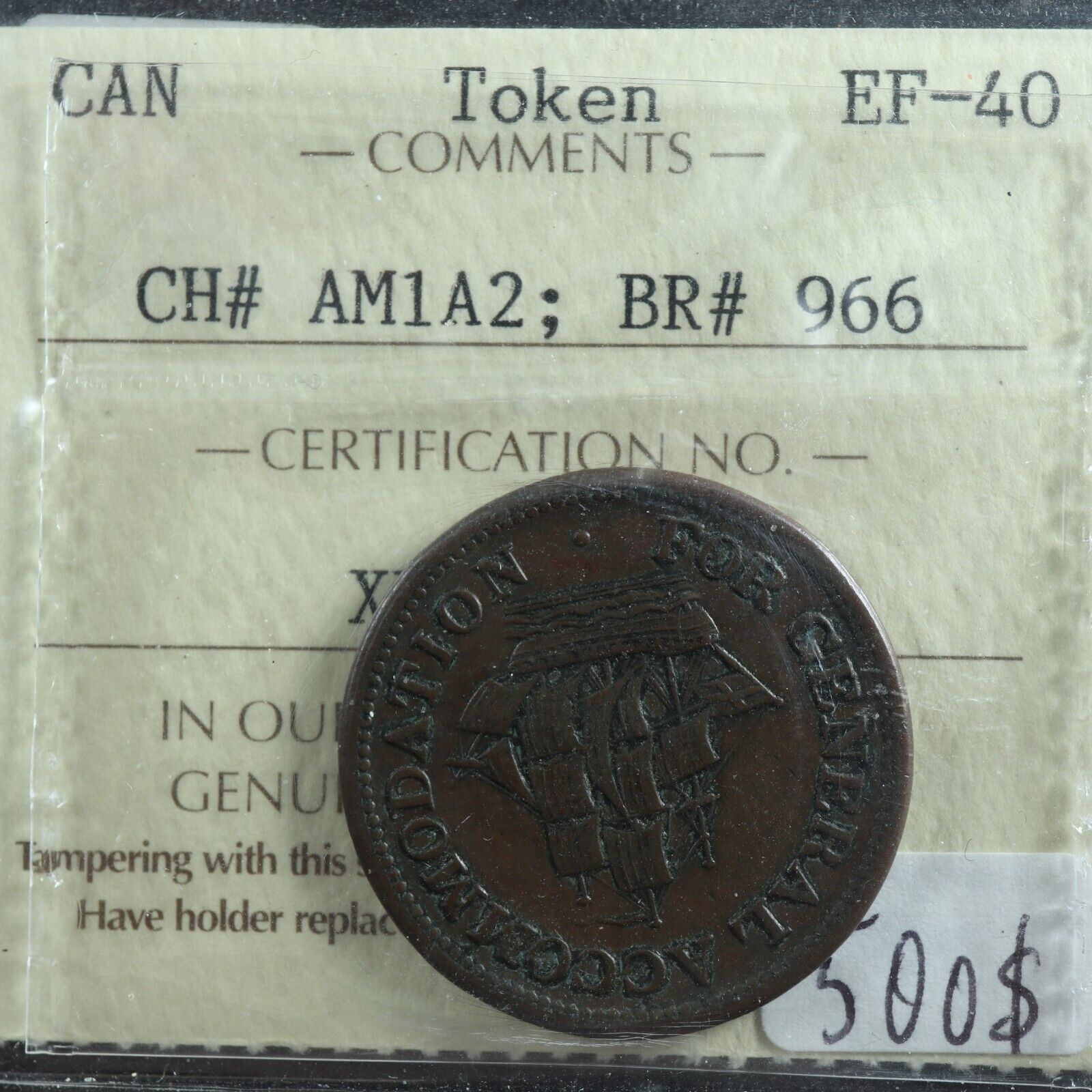 AM-1A2 ICCS EF-40 Halfpenny token Pure Copper preferable Canada ...