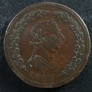 LC-47C2 One Penny token 1813 Lower Bas Canada Quebec Tiffin Britannia Breton 958
